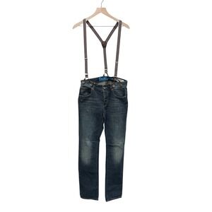 Desigual The Happy Regular Fit Jeans Men's‎ Size 28 Denim Suspenders Pockets